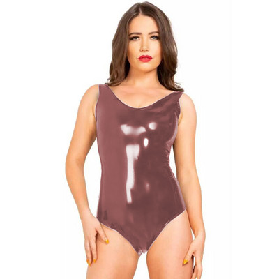 Γυναικείο κορμάκι χωρίς πλάτη με λαιμόκοψη σε V λαιμόκοψη, λεπτή αμάνικη φόρμα από PVC ψηλό κούρεμα, Καλοκαιρινή σέξι βρεγμένη εμφάνιση, χορευτικά ρούχα