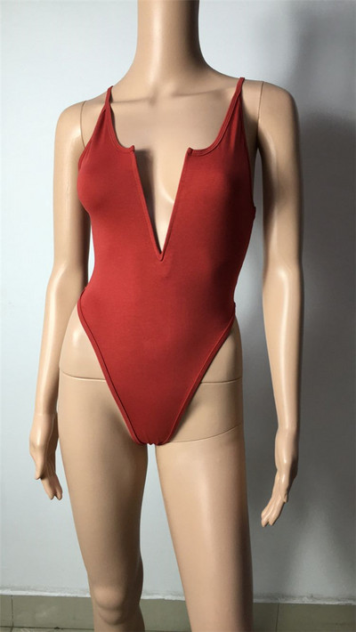 Body cu decolteu în V adânc, fără spate, într-o singură piesă Combi cu croială înaltă, sexy, pentru femei, negru, pentru femei, salopetă bodycon