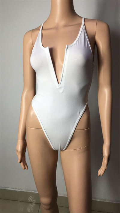 Body cu decolteu în V adânc, fără spate, într-o singură piesă Combi cu croială înaltă, sexy, pentru femei, negru, pentru femei, salopetă bodycon