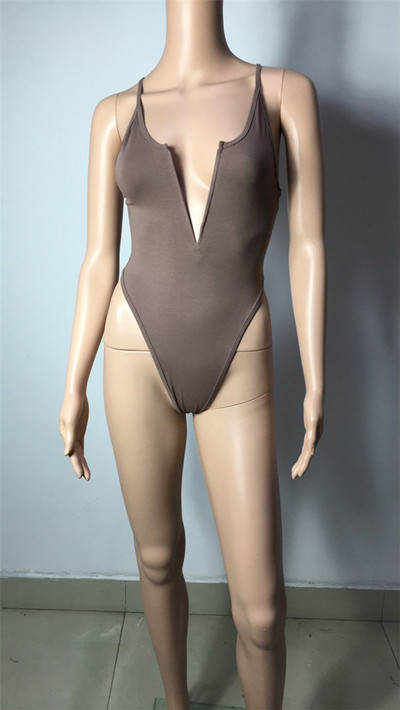 Body cu decolteu în V adânc, fără spate, într-o singură piesă Combi cu croială înaltă, sexy, pentru femei, negru, pentru femei, salopetă bodycon