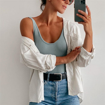 BLSQR Твърдо боди с О-образно деколте Секси боди с рипс без гръб Romper string femme sexy Sleeveless Tank Top Боди Body Fem