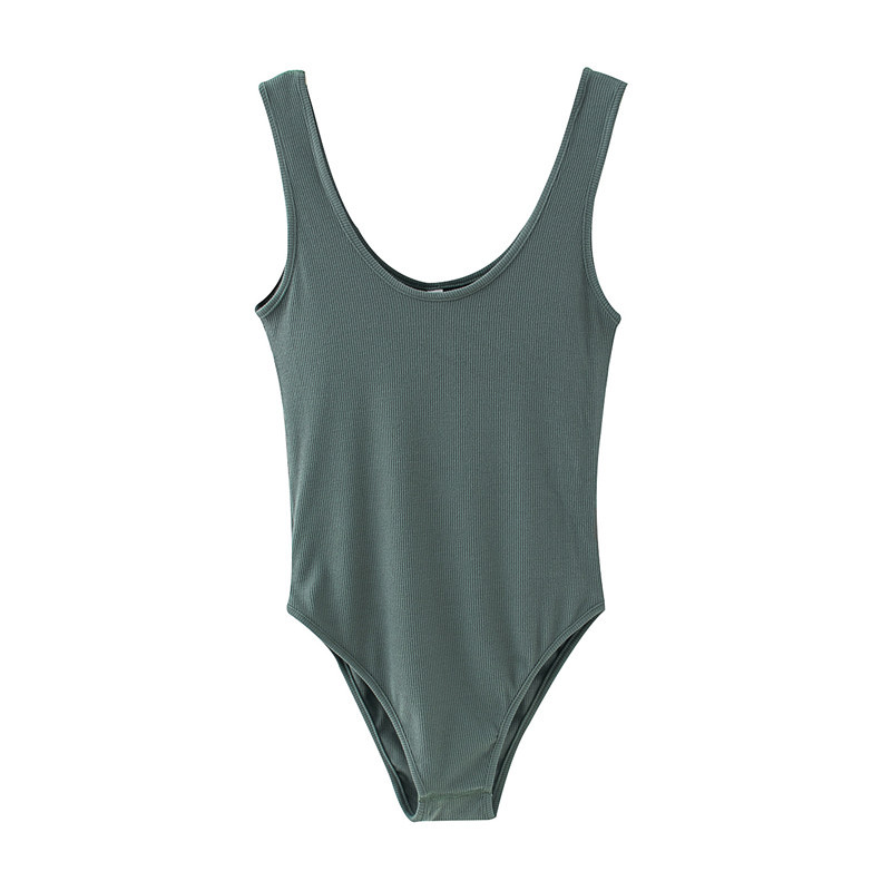 BLSQR Μασίφ φορμάκι με λαιμόκοψη O-λαιμόκοψη Σέξι κορμάκι χωρίς πλάτη με ραβδώσεις Romper string femme σέξι αμάνικο φανελάκι κορμάκι Body Fem