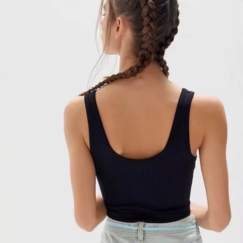 Modni kratki gornji dio Ženske majice Bešavne majice Rebrasto donje rublje Seksi donje rublje U ovratnik Kratke majice Seksi donje rublje Pleteni kamisol