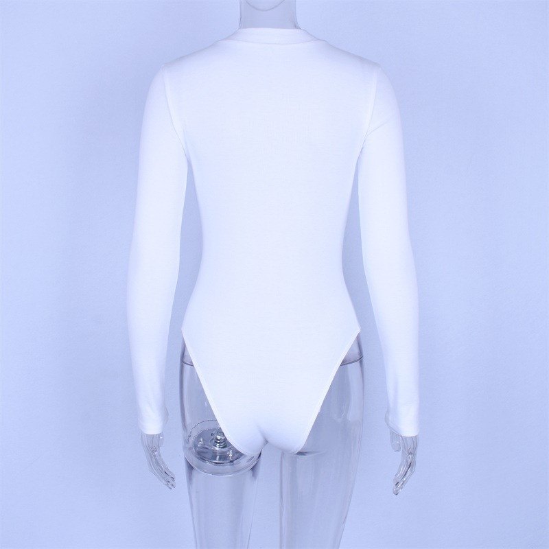 valge soonikkoes seksikas body ülikond kõhn särk pikkade varrukatega tõmblukk kõrge kaelusega bodycon romper 2019 sügistalv naisteklubi body