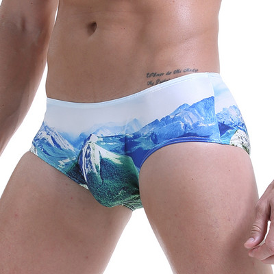 Vīriešu bokseršorti ar zemu vidukli elpojoši šorti ar apdruku U izliekts maisiņš Bikini apakšbikses vīriešu apakšveļa