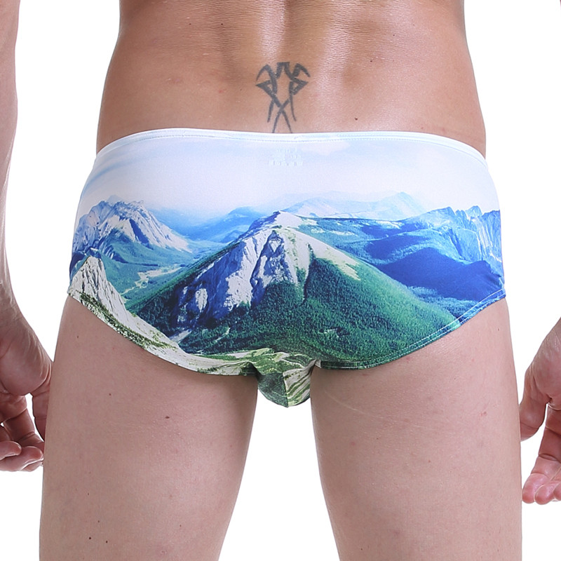 Vīriešu bokseršorti ar zemu vidukli elpojoši šorti ar apdruku U izliekts maisiņš Bikini apakšbikses vīriešu apakšveļa