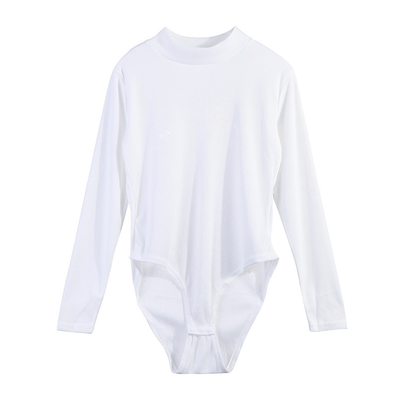 Νέα σέξι μακρυμάνικα πλεκτά γυναικεία φορμάκια Clubwear Bodycon V φόρμα με επίδεσμο λαιμό Slim Romper Leotard Top Μαύρο & Άσπρο