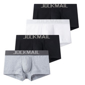 JOCKMAIL 4 tk/partii meeste bokserite aluspesu püksid puuvillased seksikad madala vöökohaga mugavad U kumerad ühevärvilised meeste bokserid noorte lühikeste pükste komplekt