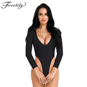 Γυναικεία σέξι μαύρη μακρυμάνικη φόρμα με ψηλό κόψιμο, ολόσωμη ολόσωμη φόρμα, στρινγκ, αμάνικο μακρυμάνικο νυχτικό