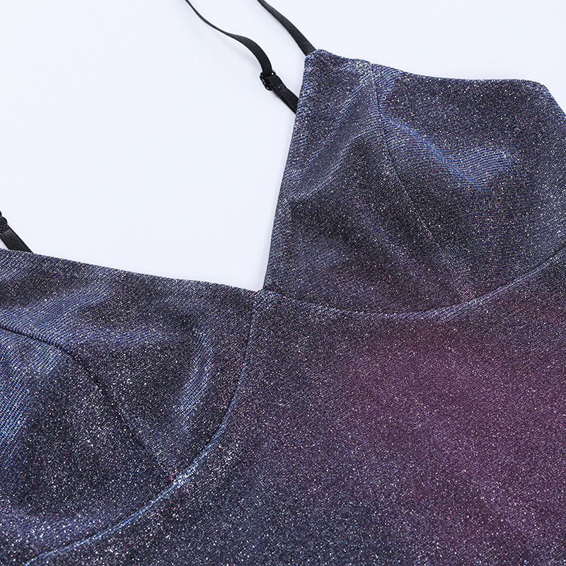 Σέξι Spaghetti λουράκι V λαιμόκοψη Bodycon Φόρμες για Party Club Glitter Αμάνικο One Piece Skinny γυναικεία φόρμα 2021