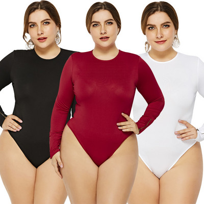 Piros, szexi nadrágos női body, hosszú ujjú, 2020. ősz, új, tömör Jumpsuits Club Wear O-nyakú szexi alsó ing Női ruházat