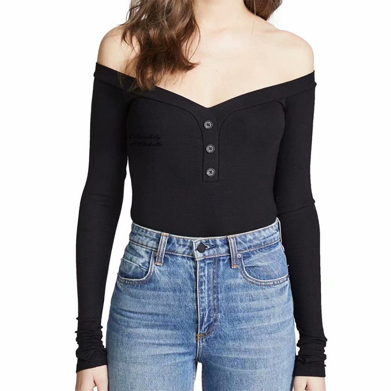 BRADELY MICHELLE ležerni uski pleteni bodi dugih rukava s otvorenim ramenima ženski klub Streetwear kombinezoni za žene gornji dijelovi