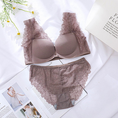 Σέξι γυναικείο σετ εσωρούχων Δαντελένια εσώρουχα Push Up σουτιέν Μπροστινή αγκράφα Όμορφα σετ Bralette πίσω χωρίς ραφή Άνετο σετ σουτιέν