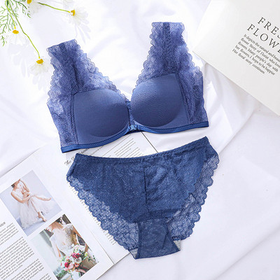 Σέξι γυναικείο σετ εσωρούχων Δαντελένια εσώρουχα Push Up σουτιέν Μπροστινή αγκράφα Όμορφα σετ Bralette πίσω χωρίς ραφή Άνετο σετ σουτιέν