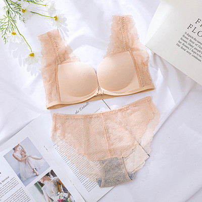 Σέξι γυναικείο σετ εσωρούχων Δαντελένια εσώρουχα Push Up σουτιέν Μπροστινή αγκράφα Όμορφα σετ Bralette πίσω χωρίς ραφή Άνετο σετ σουτιέν