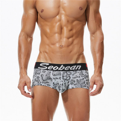 Nove muške pamučne bokserice s uzorkom SEOBEAN, U-konveksne udobne prozračne seksi bokserice niskog struka