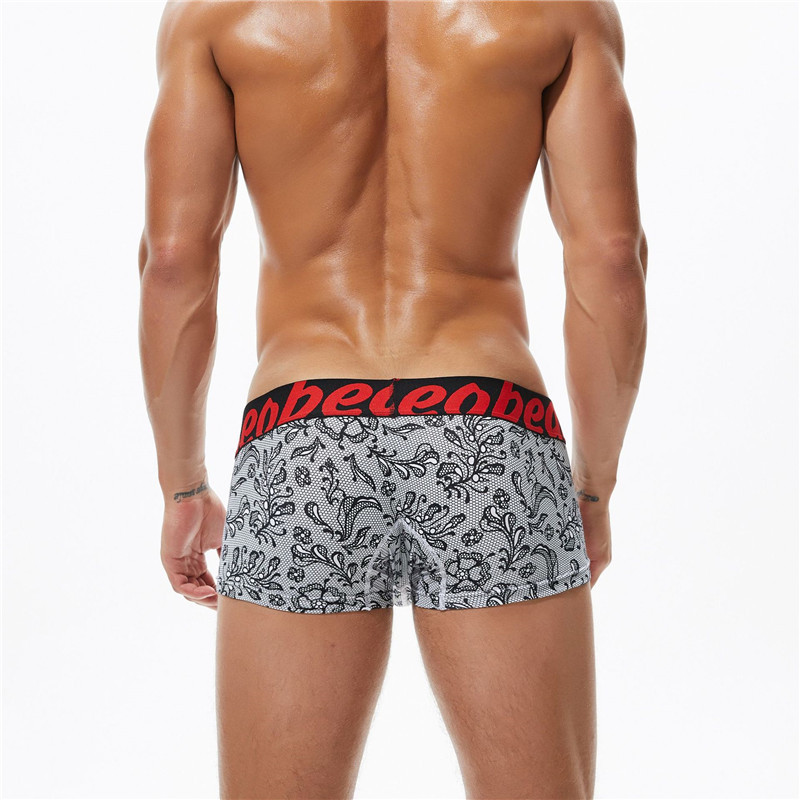 Nove muške pamučne bokserice s uzorkom SEOBEAN, U-konveksne udobne prozračne seksi bokserice niskog struka
