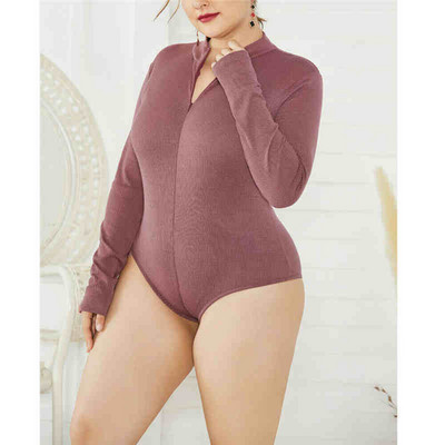 Body tricotat cu decolteu în V sexy, pentru femei, cu mânecă lungă, cu mâneci lungi, salopete supradimensionate, pentru femei, cu fermoar, 2019, ocazional, dintr-o singură piesă.