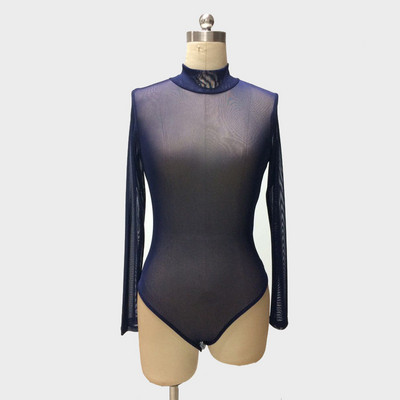 LJCUIYAO pikkade varrukatega võrkpitsist body, kõrge kaelusega kõhn, soe body, sügistalv, naiste must, seksikas, õhuke sobiv kehaülikond, riided