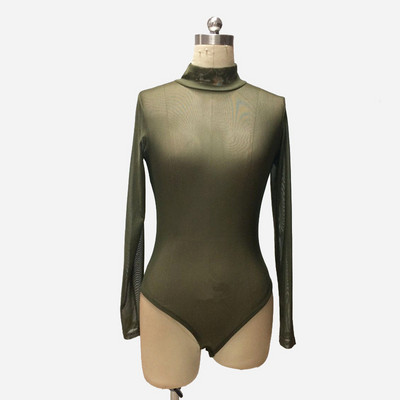 LJCUIYAO pikkade varrukatega võrkpitsist body, kõrge kaelusega kõhn, soe body, sügistalv, naiste must, seksikas, õhuke sobiv kehaülikond, riided