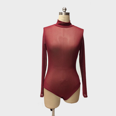 LJCUIYAO pikkade varrukatega võrkpitsist body, kõrge kaelusega kõhn, soe body, sügistalv, naiste must, seksikas, õhuke sobiv kehaülikond, riided