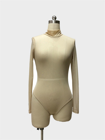 LJCUIYAO pikkade varrukatega võrkpitsist body, kõrge kaelusega kõhn, soe body, sügistalv, naiste must, seksikas, õhuke sobiv kehaülikond, riided