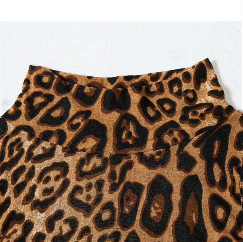 Mood Leopard Varrukateta Kilpkaelusega kõhn suvine Bodysuit Naiste Seksikad Streetwear Bodysuits
