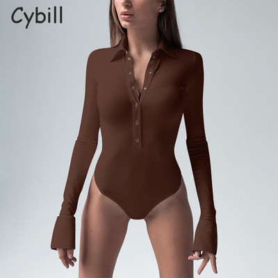 Cybill Ženski ležerni bodi s dugmadima, jesen, zima, bijeli crni bodi za žene, ženski gornji dio