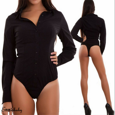 Body cu mânecă lungă pentru femei de modă Jumper Bodycon Bandage Jumpsuit Romper scurt