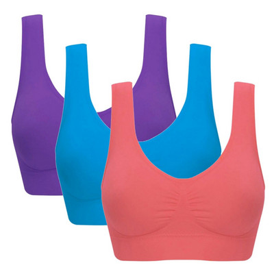 Σουτιέν 3 Pack Plus Size Smoothing Brassiere Αθλητικό τρέξιμο Γυναικείο σουτιέν γυμναστικής Γιόγκα Crop Tank Top Push up Brassiere