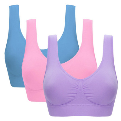 Σουτιέν 3 Pack Plus Size Smoothing Brassiere Αθλητικό τρέξιμο Γυναικείο σουτιέν γυμναστικής Γιόγκα Crop Tank Top Push up Brassiere