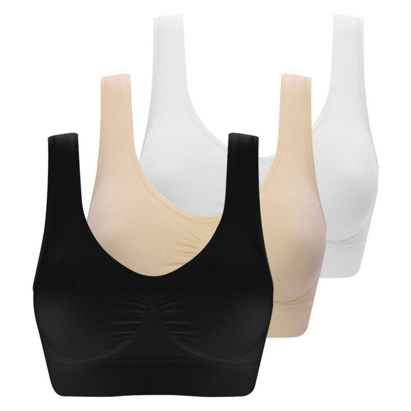 Σουτιέν 3 Pack Plus Size Smoothing Brassiere Αθλητικό τρέξιμο Γυναικείο σουτιέν γυμναστικής Γιόγκα Crop Tank Top Push up Brassiere