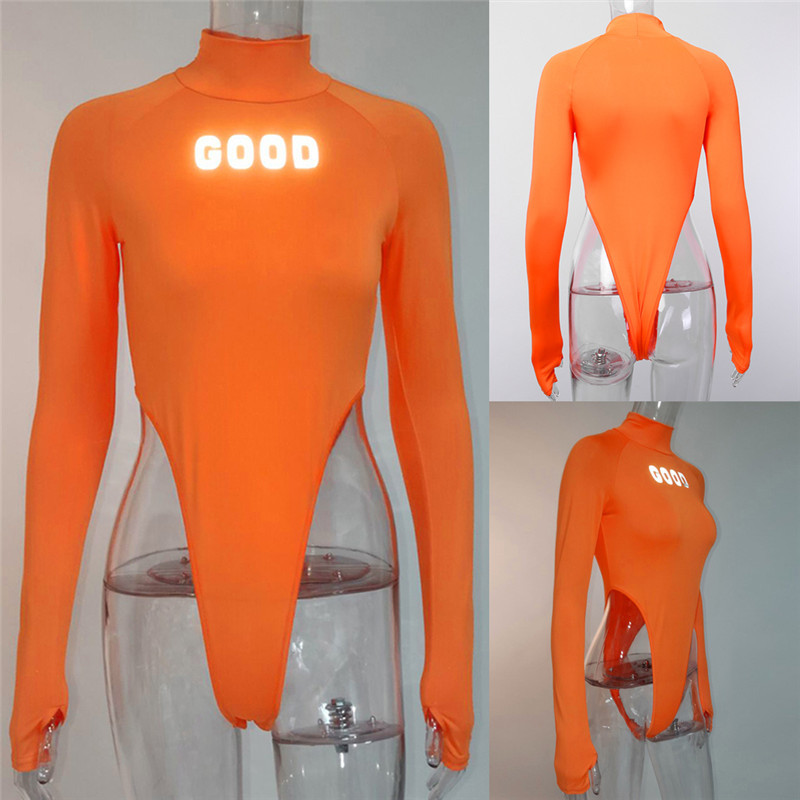 Salopete cu mâneci lungi pentru femei, cu imprimeu cu litere reflectorizante, verde neon.