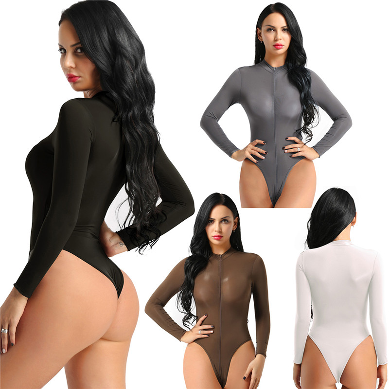Body sexy cu fermoar tanga cu fermoar pentru femei Fetish Transparent Body Teddy Body erotice Catsuit Clubwear