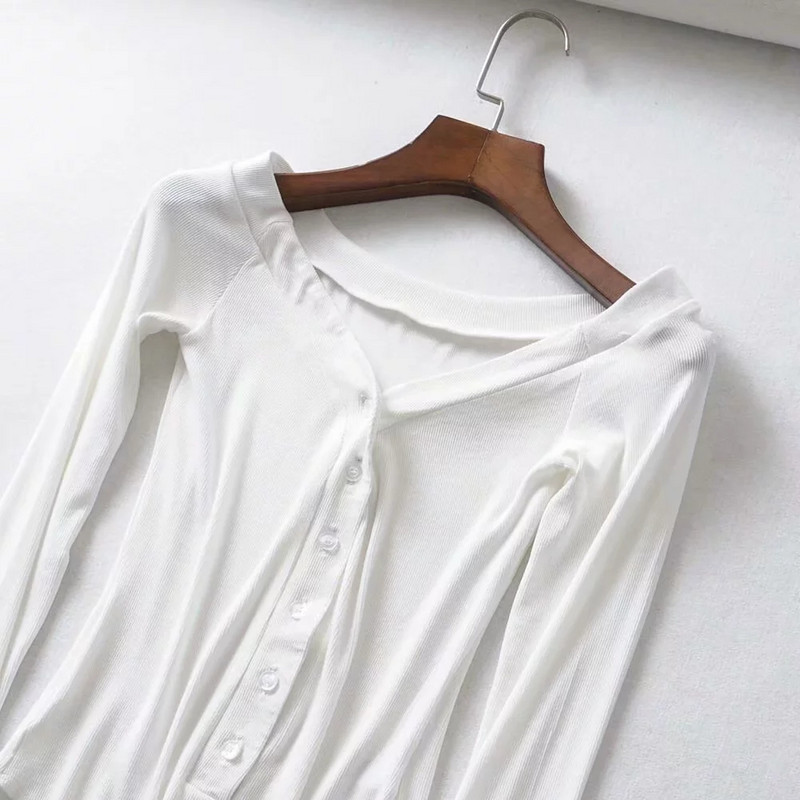 Body Bardot pentru femei cu decolteu în V cu nasturi