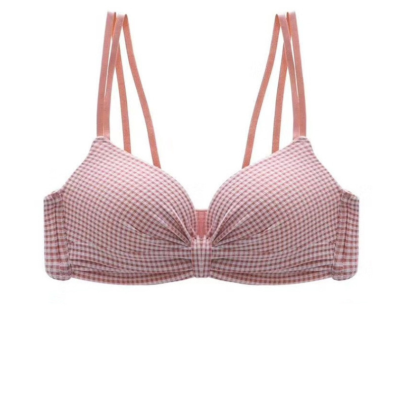 Γυναικεία σουτιέν χωρίς σύρμα Push Up Σέξι εσώρουχα για κορίτσια Χαριτωμένο φιόγκο καρό σουτιέν χωρίς πλάτη διπλωμένο σταυρό Ολόσωμη σουτιέν