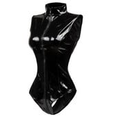 Must jalgevahe tõmblukuga varrukateta seksikas spandex Body, nahast lateksist kassiülikond PVC kombinesoon Naiste lühike PU Bodysuit Clubwear