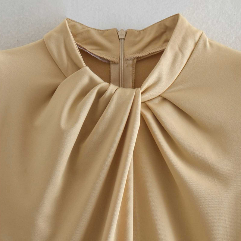 Elegantsed naiste kombinesoonid Moodne Plisseeritud O-kaelusega Bodid Kontori Daamid Sügisene soliidne õlapolsterdatud seljaosa Tõmblukk Romper Tops šikk