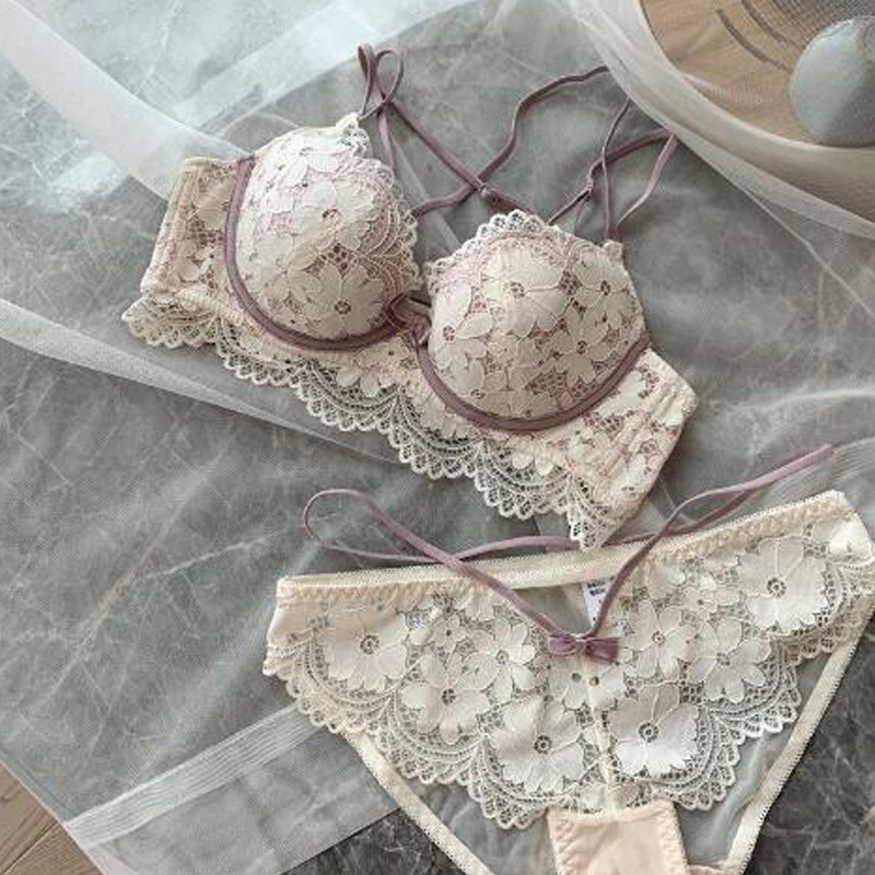 Set de lenjerie pentru femei sutien și chiloți Push Up sexy, fără sudură, din dantelă, sutien crop top, set de lenjerie pentru femei, lenjerie de fitness