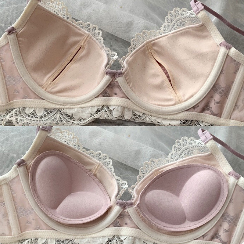 Set de lenjerie pentru femei sutien și chiloți Push Up sexy, fără sudură, din dantelă, sutien crop top, set de lenjerie pentru femei, lenjerie de fitness
