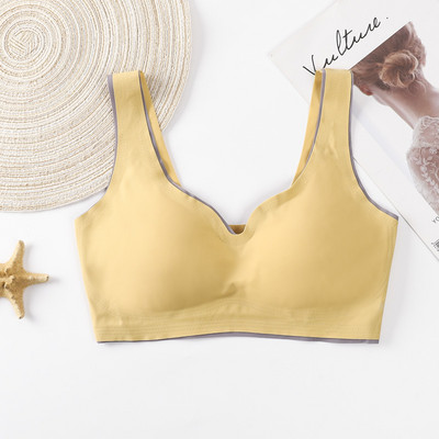 Naiste rinnahoidja silikoonrinnahoidjad, traadita rinnahoidja, naiste tänavakandmine, varrukateta, õmblusteta jooga spordirinnahoidja Kärbitud hingav mittejäljeline rinnahoidja