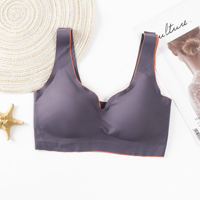Naiste rinnahoidja silikoonrinnahoidjad, traadita rinnahoidja, naiste tänavakandmine, varrukateta, õmblusteta jooga spordirinnahoidja Kärbitud hingav mittejäljeline rinnahoidja