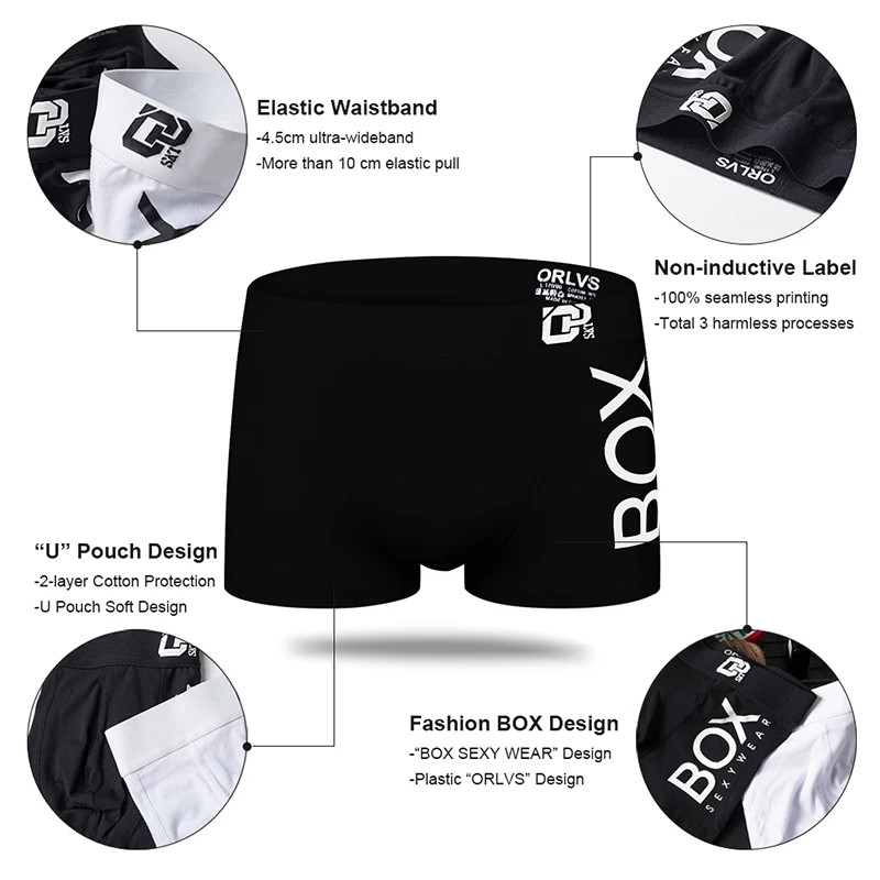 ORLVS Boxeri sexi pentru bărbați Lenjerie de corp pentru bărbați Boxer pentru bărbați Pantaloni scurți confortabili, moi, pentru bărbați, Boxeri Cuecas Masculinas OR212