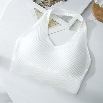 Sutien cu halter pentru femei Top sport Sutien fără spate Lenjerie de corp pentru femei Sutiene fără fir căptușit Bralette sexy Vestă decupată fără mâneci
