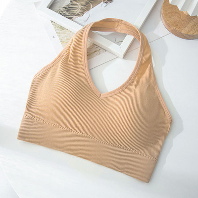 Sutien cu halter pentru femei Top sport Sutien fără spate Lenjerie de corp pentru femei Sutiene fără fir căptușit Bralette sexy Vestă decupată fără mâneci
