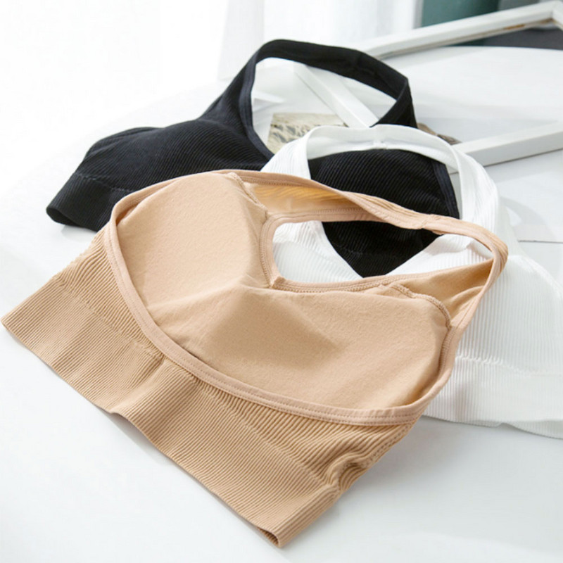 Sutien cu halter pentru femei Top sport Sutien fără spate Lenjerie de corp pentru femei Sutiene fără fir căptușit Bralette sexy Vestă decupată fără mâneci