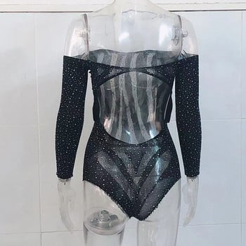 Slash Neck Mesh Fishnet Γυναικεία ολόσωμη φόρμα με κορμάκι Σέξι ερωτικό Babydoll Φετίχ λατέξ γατό φόρμες βραδινές φόρμες για πάρτι