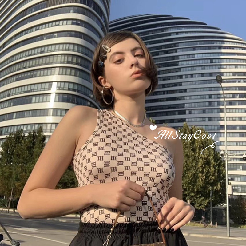 Body cu umăr rece pentru femei, moda de stradă, retro, vintage, cu litere, imprimeu de vară, body fără mâneci, topuri, costum punk Harajuku