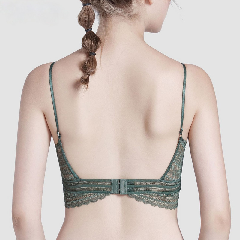 Braletă din dantelă, spate jos, cu tampoane Lenjerie moale și subțire Lenjerie de corp pentru femei