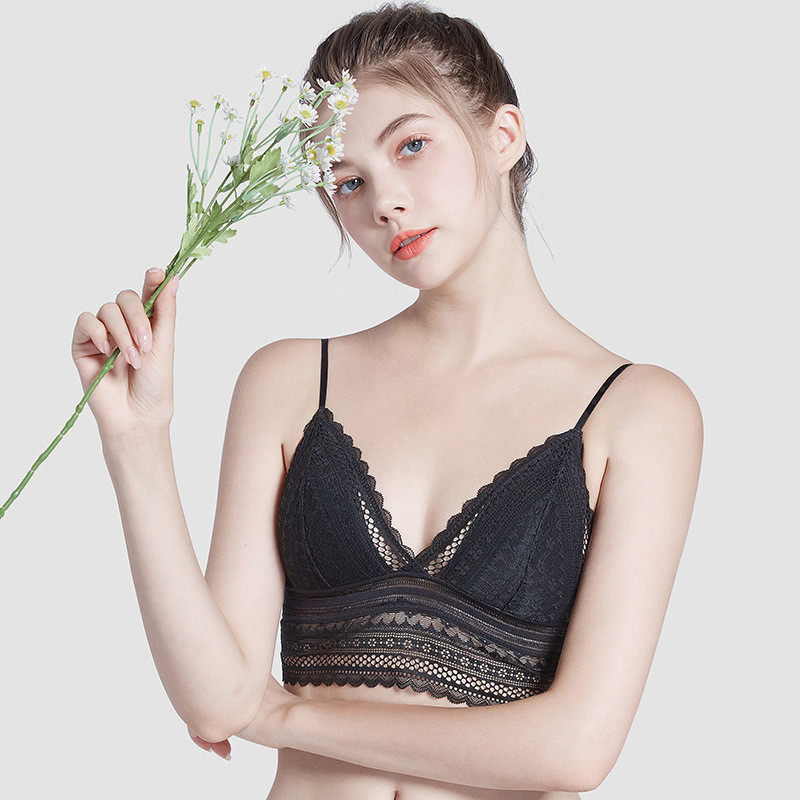 Braletă din dantelă, spate jos, cu tampoane Lenjerie moale și subțire Lenjerie de corp pentru femei